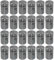 Set di 24 spargispezie in vetro e acciaio inox, con finestra e regolazione a 3 livelli, lavabili in lavastoviglie, argento, 80 ml