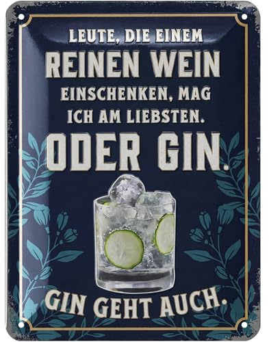 LANOLU Blechschild Wein oder GIN Irish Pub 15x20cm