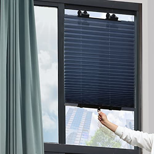 HFDASUENT Dachfenster Rollo ohne Bohren,Fensterrollo Rollo mit Saugnäpfen Sonnenschutz Temporäre Jalousien Blickdichtes Faltrollo Abnehmbar Reisevorhang Rollos für Fenster und Tür (80x145cm)
