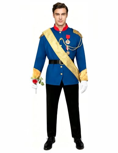 Spooktacular Creations Costume de Livre d'Histoires pour Hommes Adultes Costume de Prince Charmant pour Halloween Déguisement de fête Cosplay Jeu de rôle-L