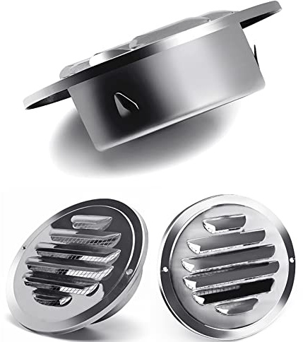 ZXCVBNAS Stainless Steel Round Air Vents,Air Soffit Vents Flat Ducting,Round Louver Grille,Air Ventilation Outlet Hood with Screen Mesh for Wall Ceilingfor Kitchen,70mm/2.76in