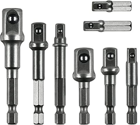 8 Pcs Drill Bit Adapter Impact Grade Socket Adapter Set Hex Shank Drill Nut Driver Bit Set Sizes 1/4, 3/8, 1/2-Inch for Screwdriver, Cordless Drill, Power Drill