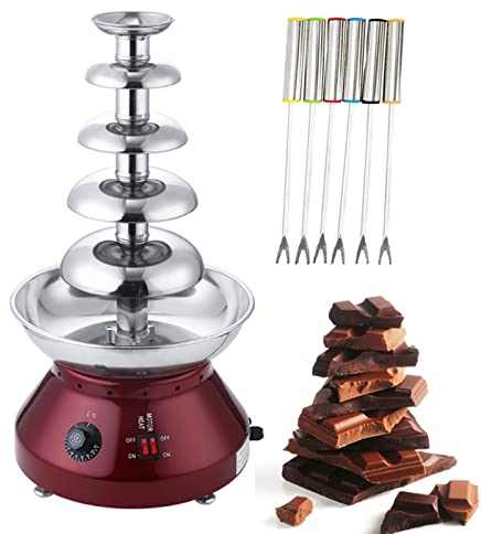 Large Capacity Chocolate Melts Dipping Warmer Machine - 5-Tier Chocolate Fountain Waterfall - Stainless Steel Sauce Melting Pot - for Melted Chocolate, Candy, Butter, Cheese, Caramel