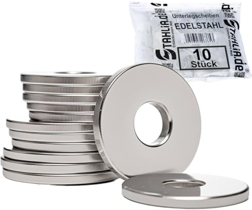 Stahlia Unterlegscheiben M12 Karosseriescheiben 12,5 x 40 mm Edelstahl V2A (10 Stück) DIN 9021 Beilagscheiben Distanzscheiben Kotflügelscheiben große U-Scheiben