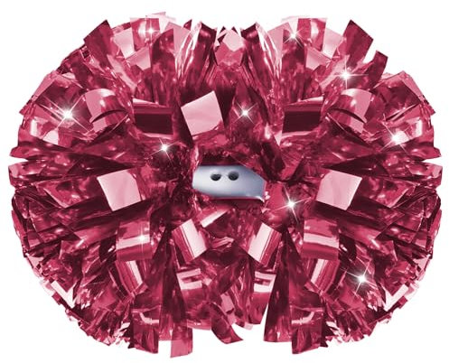 aiviwiai Pinke Pompons Cheerleading – metallische, flauschige Cheerleader-Pompons für Erwachsene und Kinder – Cheerleader-Pompons für Cheer Squad tägliches Training Teamgeist – 12,7 cm