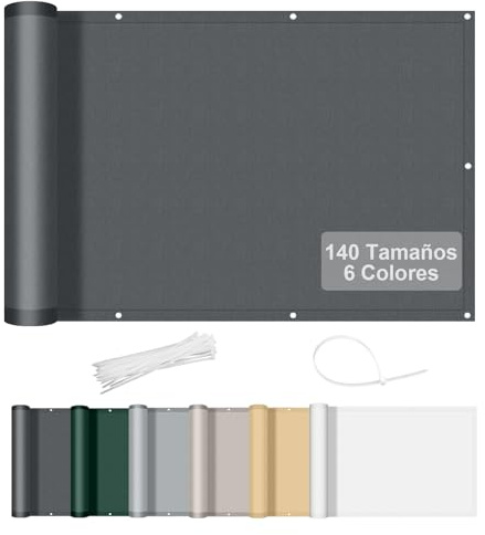 AXT SHADE Taille Personnalisée Brise Vue Balcon 1x9m Imperméable Cache Vue Balcon Protection UV Opaque Résistant aux Contre Vent avec Trous et Serre Câbles pour Exterieur Terrasse-Anthracite