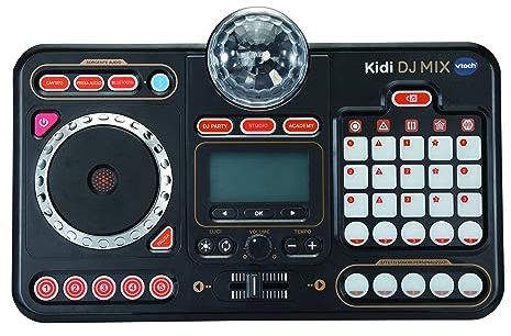 VTech Kidi DJ Mix, Console da DJ per Bambini, Effetti Luminosi da Concerto, DJ Mix da Bambini con Microfono, Collega il Tuo Lettore MP3, Jack o Bluetooth, Lingua Italiana, Batterie Incluse, 6+ Anni