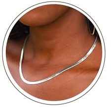 RWQIAN Flache Halskette Damen Schlangenkette Fischgrätenmuster Kette Golden Silber Choker Schmuck