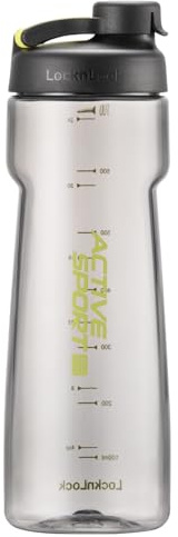 LocknLock Trinkflasche BPA-Frei für Kinder und Erwachsene, Kristallklare Wasserflasche, Tritan Sportflasche mit Tragegriff, Sporttrinkflasche auslaufsicher, Gym Flasche (Schwarz, 730 ml)