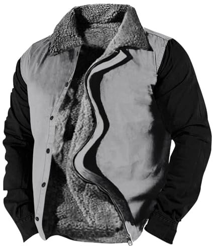 Strickjacke März Herren,Gruner Parka Herren Kariert Mantel Herren Mantel Mit Kragen Herren Fellweste Herren Parka Jacke Herren Echtfell Jacke Herren Parka(L,Grau)