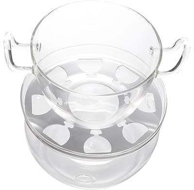 Zerodeko 1set Trapezoidal Glass Chocolate and Cheese Melting Pan with Base Versatile Heating Pan for Home Kitchen and Parties for Butter and Chocolate Melting