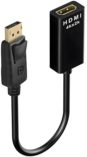 4K Display Port DP To HDMI Adapter Converter Cable, Computer to HDMI Monitor Converter with Cable Gold-Plated High Speed Transmission 1080p Streaming Video Audio Laptop, HDTV, Projector