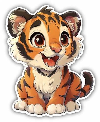 Samunshi® Süßer Kawaii Tiger als Sticker Anime Tiere Autoaufkleber für Motorrad Fahrrad Roller oder Auto Sticker Fahrrad Mtb Mountainbike Rennrad Cartoon Retro Aufkleber 8x10cm