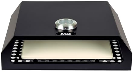 JOCCA - Four à Pizza pour Barbecue en Acier Inoxydable | Prêt en 4 Min | À Poser sur le Barbecue | Sans Montage | Poignées de Transport | [Classe Énergétique E], Noir