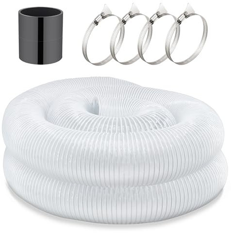 10,2 cm Staubsammelschlauch, 10,2 cm Flexschlauch, strapazierfähiger, transparenter PVC-Staubabscheiderschlauch mit 10,2 cm Staubschlauchanschluss und Schlauchschellen (10,2 x 9,1 m)