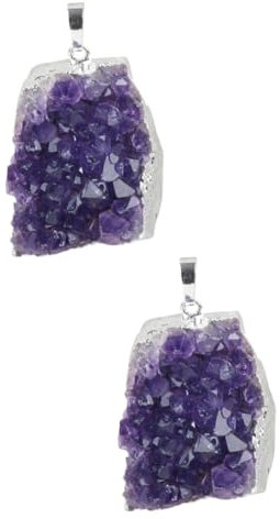 HOODANCOS 2stücke Dekorativer Amethyst Kristall Anhänger Für Diy Schmuck Natürliche Mineralien Für Halsketten Stilvolles Accessoire Für Und Besondere Anlässe