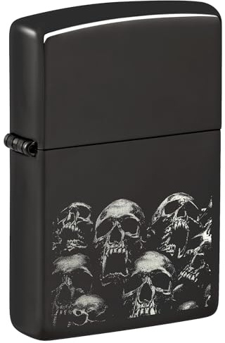 Zippo Encendedor a Prueba de Viento - Hippie Skull Design - Recargable - Estuche de Regalo - Metal - Hecho en EEUU