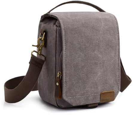S-ZONE Water Resistant Canvas Camera Bag Small Mirrorless DSLR SLR Cases Crossbody Shoulder Sling Messenger Bag