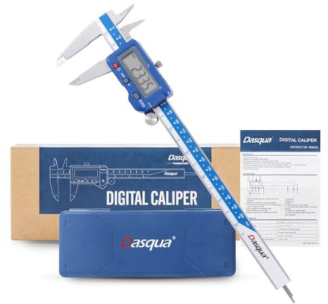 Dasqua 0-200mm Calibro digitale elettronico industriale,in acciaio inox,con ampio schermo LCD e custodia di stoccaggio Strumento di misura a spegnimento automatico,precisione 0,0005/0,01mm