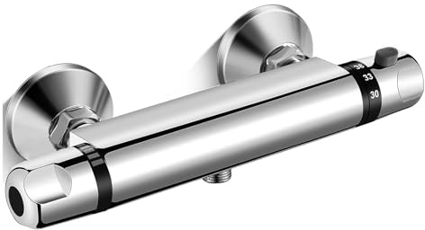 MOOTACO Thermostatic Shower Mixer Tap,Wall Mounted Shower Mixer Bar with Anti-Scald Control Valve,G1/2 Outlet,with 38°C Temperature Control for Bathroom