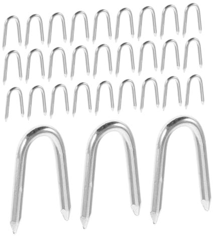 Zerodeko 200 Pièces Clous De Clôture Agrafes De Clôture Barbelées Clips De Clôture En Métal Agrafes De Poteau De Clôture Agrafeuse Pour Clôtures En Fil De Fer Barbelé Outil De Fixation De