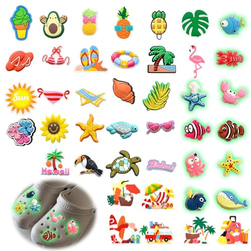 HANGGON Clog Pins Schuhanstecker, Nachleuchtende DIY dekorative Krokodile | Sommerfrische Strandschuh Charms, Schuhe DIY Dekorationen, für Kinder und Erwachsene, Schuhanhänger