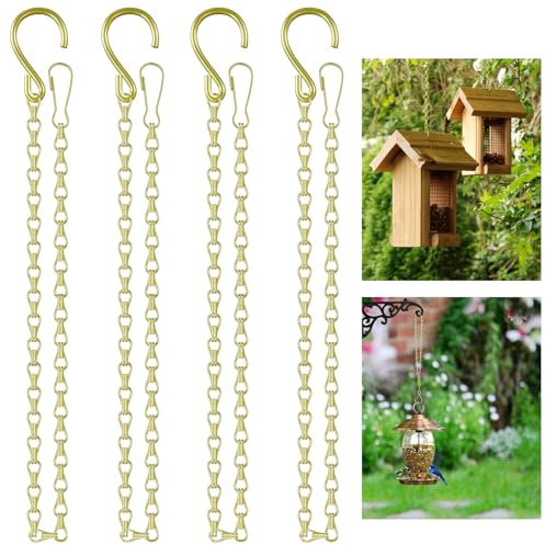 garini 26Inch 4cPack Hanging Basket Chain for Hanging Bird Feeders | Gold Hanging Chain for Billboards, Chalkboards, Basket, Planters, Lanterns, Wind Chimes and Decorative