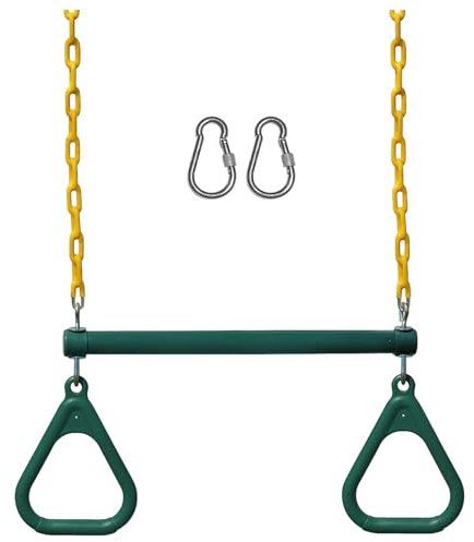 Pesfehhy Swing Sets for Backyard-Set Includes 18Inch Trapeze Swing Bar & 48Inch Heavy Duty Chain with Locking Carabiners (Green)