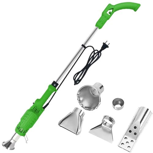 XGHDPBM Désherbeur électrique de Jardin, 2000 W, 5 Buses, débit d'air de 500 l/Min, température réglable de 80 à 650 °C, for désherbage à la Flamme, pelouse, déneigement et déneigement.(Green)