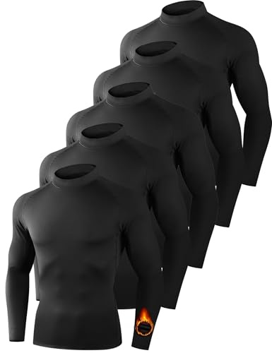 Dalavch 5 Pack Thermal Compression Shirts for Men Turtleneck Fleece Lined