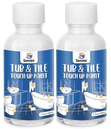 Tub and Tile Touch Up Paint Kit - High-Gloss White Porcelain Paint for Scratches & Chips on Tubs, Tiles, Sinks, Toilets Bathtubs White Repair Acrylic, Enamel Quick-Dry, 2Pack