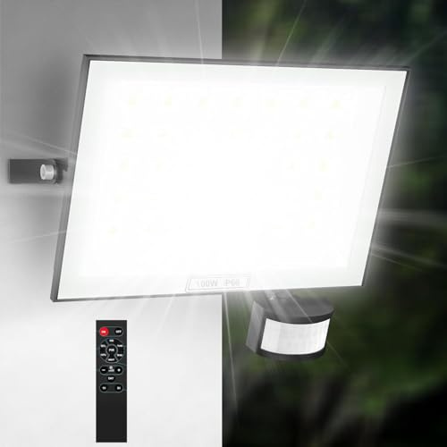 Ankishi Outdoor Security Lights Motion Sensor,100W10000LM Super Bright PIR LED Floodlight,6500K Daylight LED Motion Sensor Light Outside,IP66 Waterproof Floodlights for Garage,Yard,Lawn