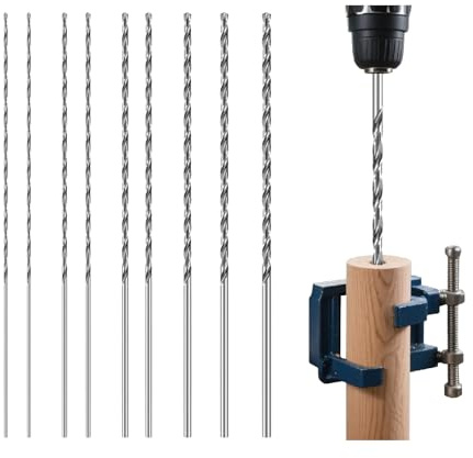 YIJIZE Set di Punte Per Legno, Lunghe 160 mm, Diametro 1,5 mm 2 mm 2,5 mm 3 mm, 3,2 mm, 3,5 mm, 9 pezzi di punte HSS