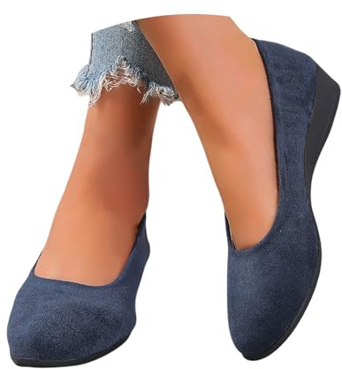 Ballerines Femme Petit Talon Plates Souples Chaussure Compensée Pantoufle Compensées Confort Chic Et Elegant Mocassin a Enfiler Baskets Chaussures De Sport Élégant Bleu Marine 37
