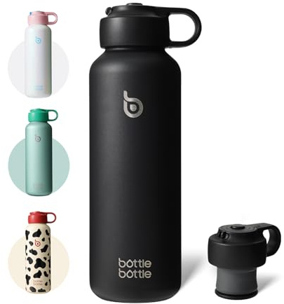 BOTTLE BOTTLE Stainless Steel Water Bottle for Carbonated Drinks 600ml Insulated Bottles for Fizzy Drinks Keep Carbonation Longer Leak Proof for Sports Travel School(Black)
