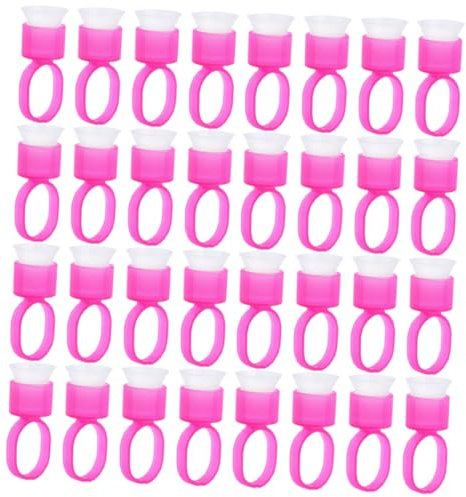 Healeved 50 pièces Anneaux Plastique Pour Pigments Tatouage et Extensions Cils Anneaux Support Colle Faux Cils Ajustables pour Artistes Tatoueurs et Esthéticiennes