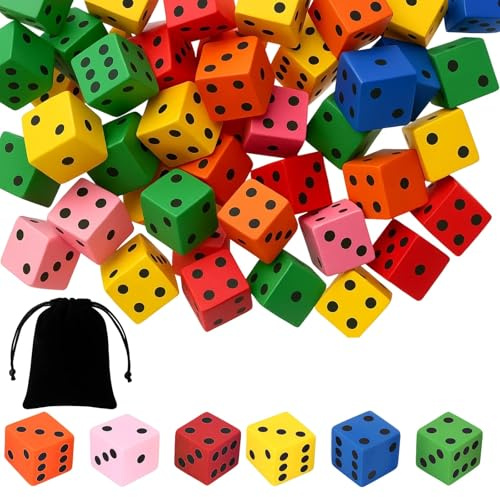 36 Stück Flüsterwürfel, 2 cm Schaumstoffwürfel in Leuchtenden Farben, Ideal für Matheunterricht und Familien-Spieleabende, Mit Praktischem Aufbewahrungsbeutel
