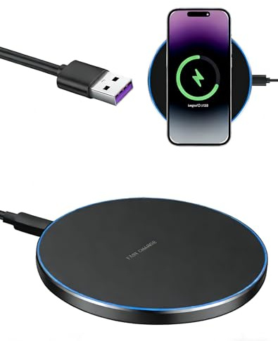 35W Cargador inalámbrico rápido de inducción Compatible con iPhone 16/15/14/13/12/11 Pro MAX, Samsung Galaxy S25 Ultra/S24 Plus/S23 FE, Google Pixel 9/8 Pro, Cargador inalámbrico rápido para