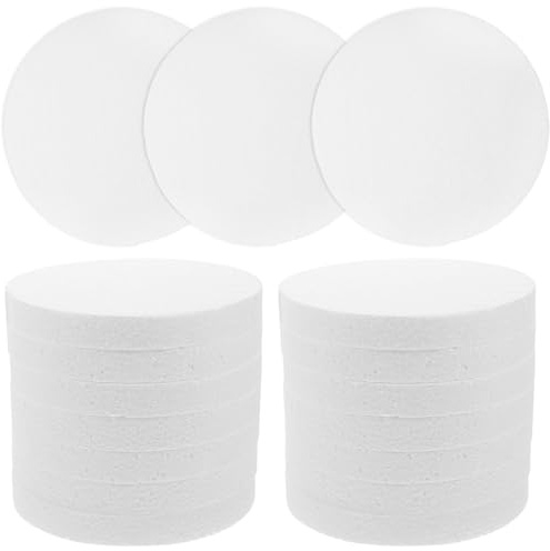 Healifty Set 16 Pezzi Dischi Rotondi in Schiuma Spessore 2 CM Diametro 15 CM Supporto per Torta Fai da Te Accessori per Decorazioni di Torte e Lavori Creativi