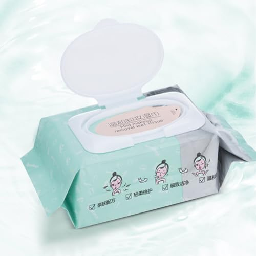 Zerodis Lingettes Démaquillantes 80 Pièces, Tissu Non tissé, Nettoyage en Profondeur, Douces pour la Peau, Adaptées au Maquillage du Visage et des Yeux