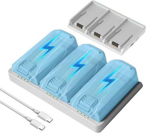 LKTOP Neo Parallel Charging Hub for DJI, 65W Super-Fast Battery Charger USB-C Power Adapter for DJI Neo drone accessories with storage/output mode (charges 3 batteries Simultaneously: 45 min)