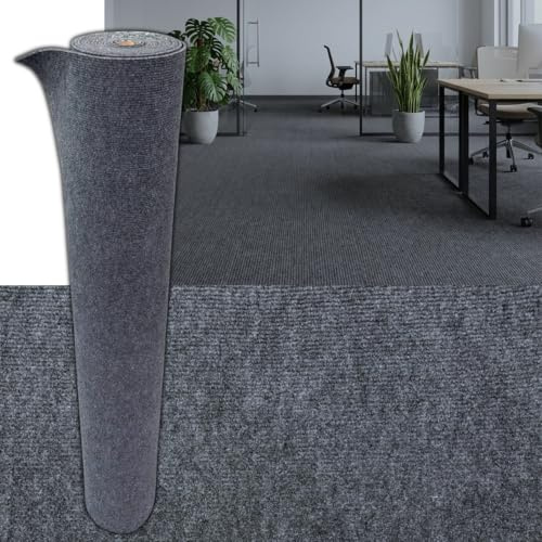 Självhäftande matta 6 m² – 120 × 500 cm matta rulle, 5 mm tjock, luktfri, snabb läggning, golvbeläggning för vardagsrum, kontor, barnrum (mörkgrå SXP-TWDT-002, 6 m²)