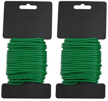Opatiny 2-Pack Garden Soft Wire Ties, 25mm3mm35mm Coated Coil Wire Plant Support, Vine Climbing Frame, and Outdoor Gardening, Weather, Green