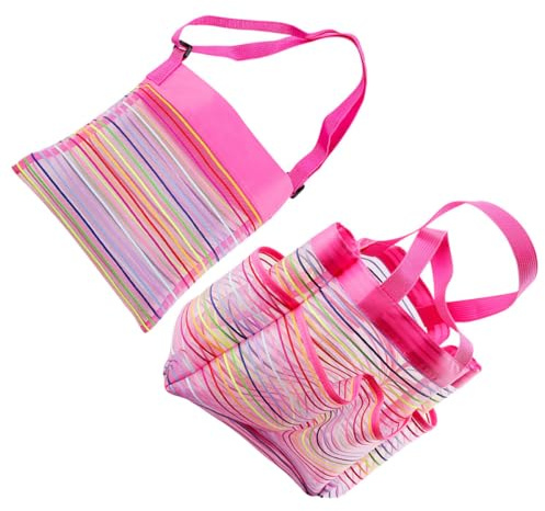 iplusmile Bunte Netz Strandspielzeugtaschen Satz Atmungsaktive Oxford Aufbewahrungstaschen für Muscheln und Wäsche Leichter Kinderrucksack für Strand Reise