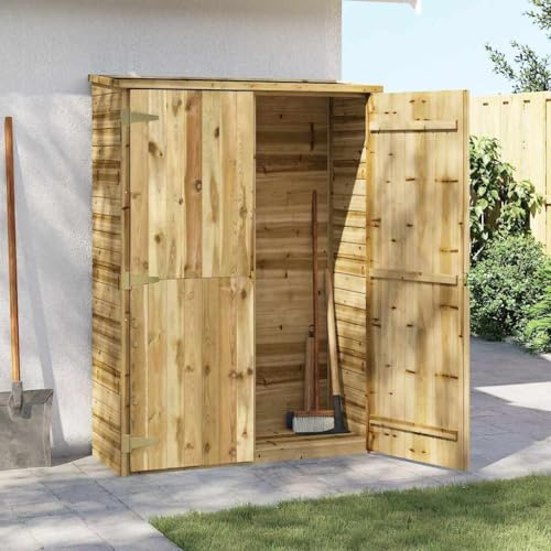 Solivagant Abri à Outils de Jardin 123x50x171 cm Pinède imprégnée,(77.8 KG)