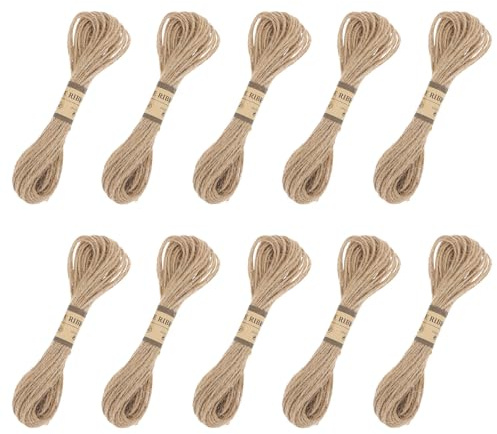 HOMSFOU 10Pcs DIY Craft Cord Jute Rope Binding Rope Can Be Cut Freely, for Bow Making and Wrapping, Brown Twine Roll