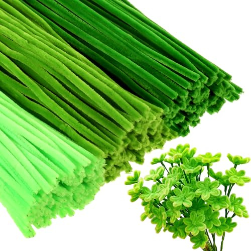 300stk Pfeifenreiniger Grün, 30cm Lang Pfeifenputzer zum Basteln, Flauschig Pipe Cleaner DIY Basteln Set, Grüne Pfeifenputzer, Flexible Pfeifenreiniger für Handwerk Weihnachtsbaum Party Dekor