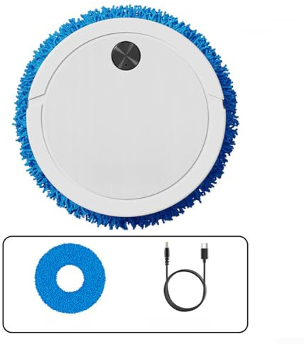 Robot aspirador inteligente y trapeador, limpiador recargable USB 3 en 1, navegación automática silenciosa para suelos duros, blanco (blanco)