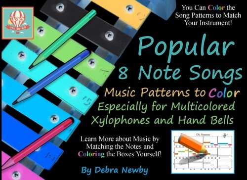 Popular 8 Note Songs Music Patterns to Color: Especially for Multi-colored Xylophones and Hand Bells