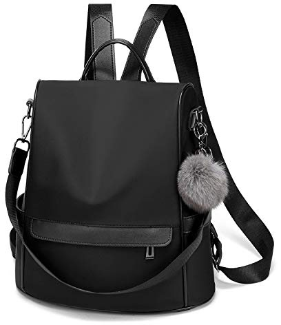 CHERUTY Women Backpack Purse Nylon Anti-theft Fashion Casual Lightweight Travel Shoulder Bag (1-1 Black, Medium)
